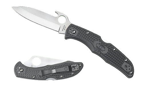 Spyderco Endura Manual Folding Knife, 3.81" Drop-point/Gut Hook Vg-10 Plain Blade (Fiberglass Reinforced Nylon Handle) - C10PGYW