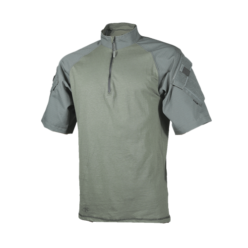 Tru Spec Combat Shirt Men's 1/4 Zip Short Sleeve in Olive Drab - Large