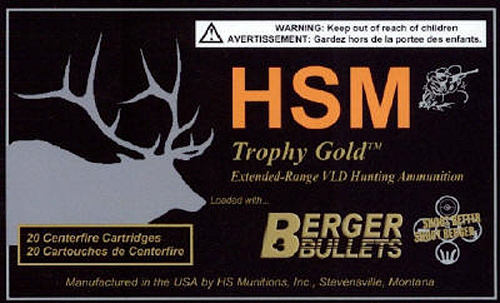 HSM Hunting Shack Trophy Gold Match Hunting VLD BTHP 7mm Remington Magnum Boat Tail Hollow Point, 180 Grain (20 Rounds) - BER7MAG180VL