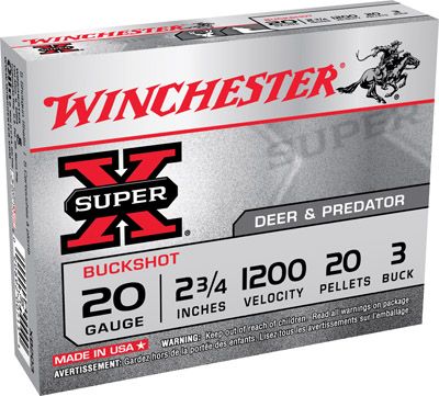 Winchester Super-X .20 Gauge (2.75") 3 Buck Shot Lead (5-Rounds) - XB203