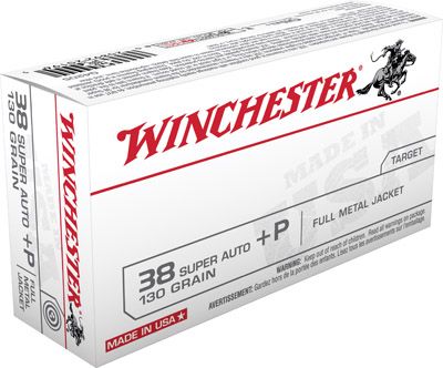 Winchester .38 Super Full Metal Jacket, 130 Grain (50 Rounds) - Q4205