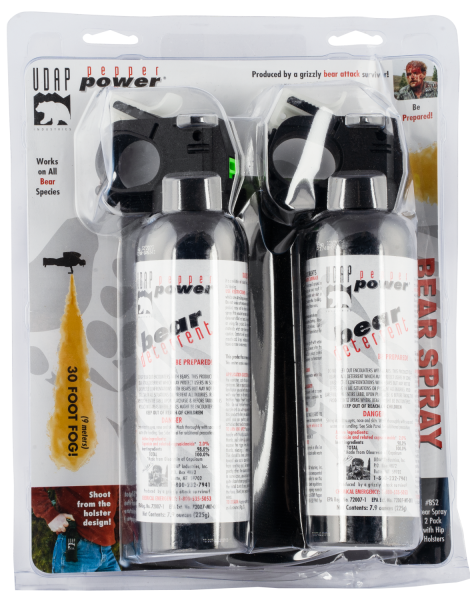 UDAP BS2 Bear Spray 7.9oz/225g Up to 35 Feet 2-Pack Black