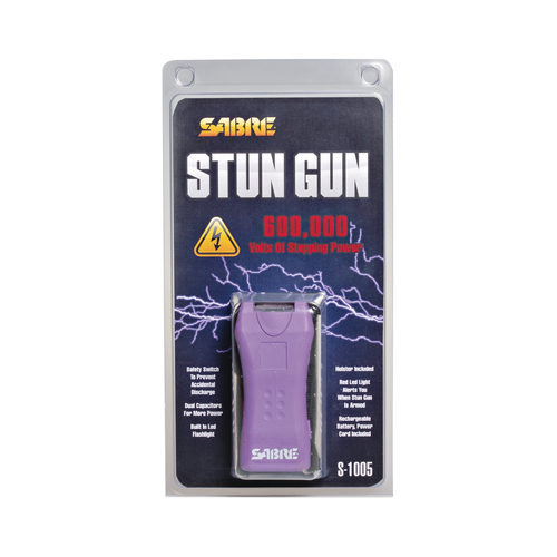 SABRE Dual Capacitor Stun Gun with LED Flashlight Options: Purple