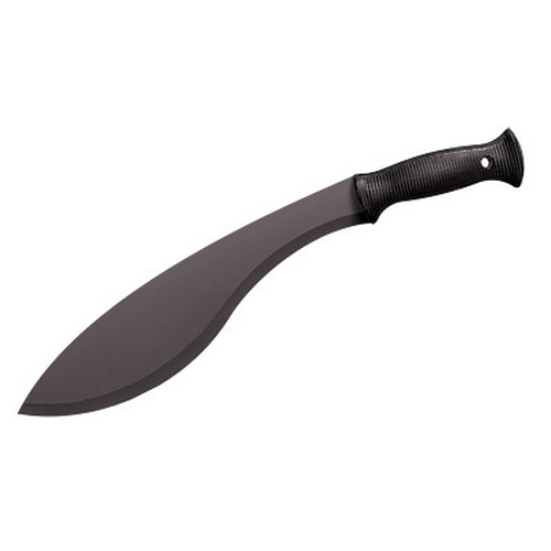 Kukri Machete w/ Sheath  Features:    Blade Length: 13    Overall Length: 18    Steel: 1055 Carbon Steel w/ Black Baked on Anti Rust Matte Finish   Weight: 16 oz   Blade Thickness: 2 mm   Handle: 5  Long Polypropylene   Sheath: Cor-Ex