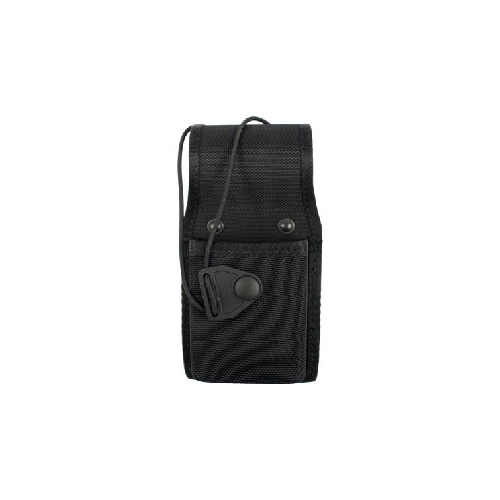Universal  Radio Case  Universal  Radio Case Black Ballistic Nylon Finish Case is 1-1/2 in. D x 2-3/4 in. W x 7-1/2 in. H. Elastic cord with Non-glare black snap closure adjusts to hold radios of various heights. Holds most popular radios.