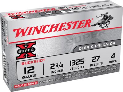 Winchester Super-X .12 Gauge (2.75") 4 Buck Shot Lead (5-Rounds) - XB124