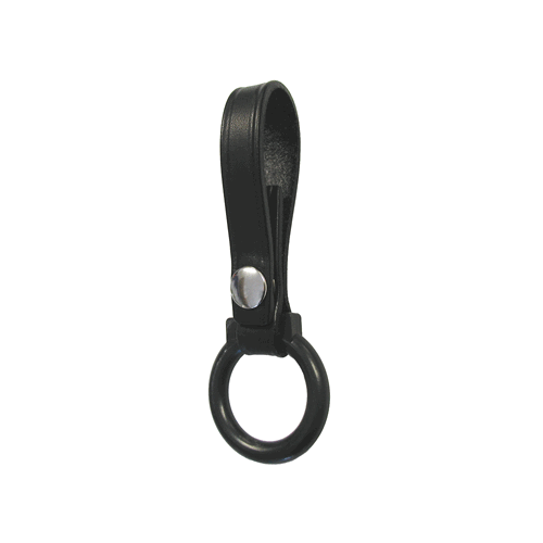 Boston Leather Baton Holder W/ Black ABS Ring in Black Plain - 54511
