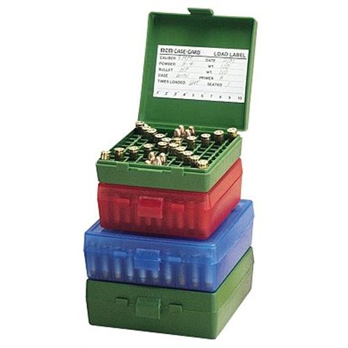 MTM 100 Round 9mm-380acp Blue Pistol Ammunition Storage Box P100924