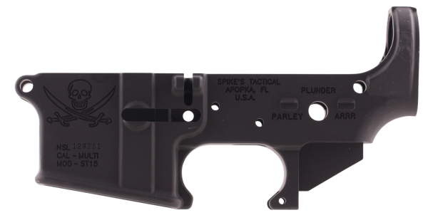 Spikes STLS016 Stripped Lower Pirate AR-15 Multi-Caliber Black