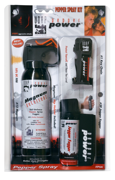 UDAP PSK Pepper Spray Kit 3 Pack Mag PD, Jogger Fogger, Keychain Spray