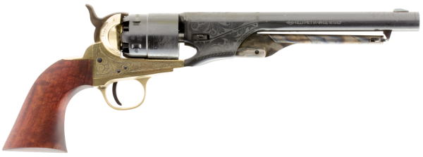 Traditions FR186012 1860 Army Engraved Revolver 44 Black Powder 8" Top Strap/Post Walnut Grip Blued