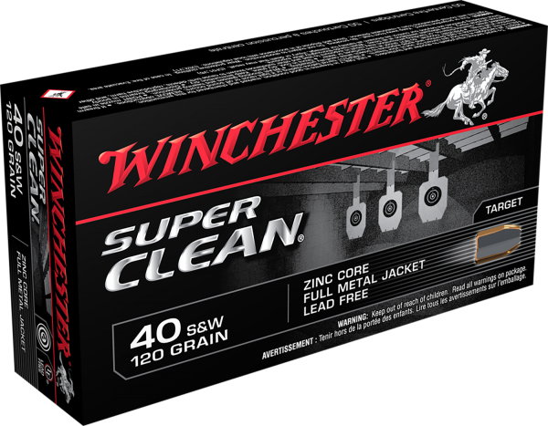 Winchester Super Clean .40 S&W Full Metal Jacket, 120 Grain (50 Rounds) - W40SWLF