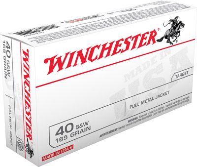 Winchester .40 S&W Full Metal Jacket, 165 Grain (50 Rounds) - USA40SW
