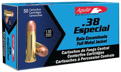 Aguila .38 Special Full Metal Jacket, 130 Grain (50 Rounds) - 1E382521