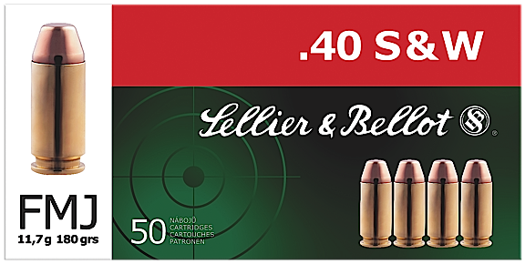 Magtech Ammunition .40 S&W Full Metal Jacket, 180 Grain (50 Rounds) - SB40B