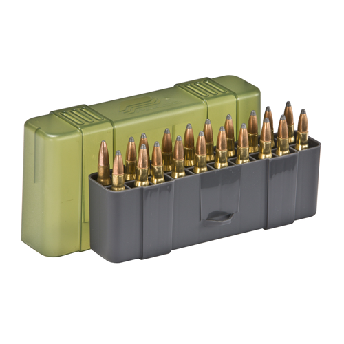Large Rifle Ammo Case holds 20 rounds of .30-06, 7mm Mag, .25-06 Rem, .270, .280 Rem, .338 Win. Mag, and .340 Wby. Mag Caliber Bullets