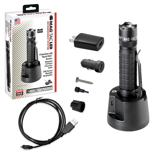 MagLite Mag-Tac Rechargeable Flashlight in Black (5.81") - TRM1RA4