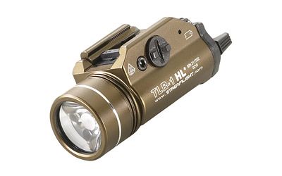Streamlight Tlr-1 Hl, High Lumen Rail Mounted Tactical Light, Pistol And Picatinny, Fde Brown, C4 Led 800 Lumens With Strobe, 2x Cr123 Batteries 69267