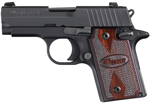 Sig Sauer P938 Micro-Compact MA Compliant 9mm 7+1 3" Pistol in Black Nitron (Hogue Rubber Finger Groove Grip) - 938M9BRGAMBI
