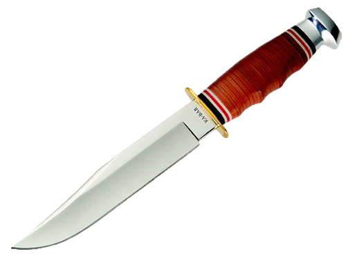 Ka-Bar Knives Bowie Fixed Knife, 6.94" Clip-point Din 1.4116 Plain Blade (Leather Handle) - 1236