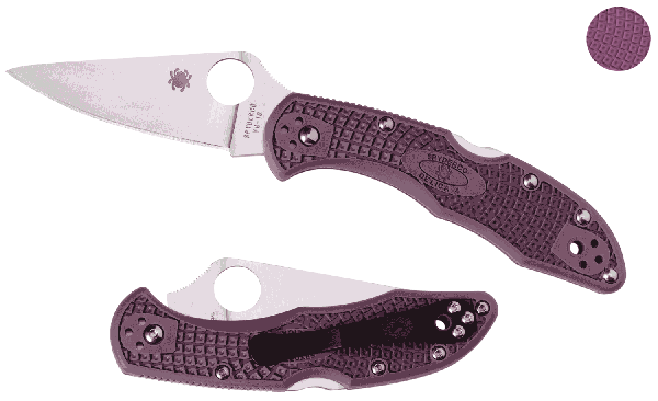 Spyderco Delica Manual Folding Knife, 2.88" Flat Ground Vg-10 Plain Blade (Fiberglass Reinforced Nylon Handle) - CLLFPPR