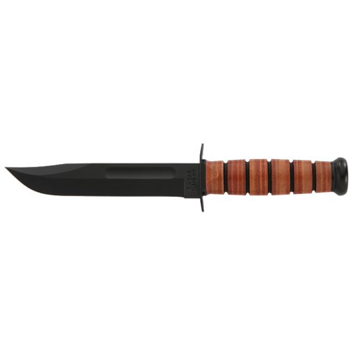 Ka-Bar Knives USN Fixed Knife, 7" Clip-point Plain Blade - 1225