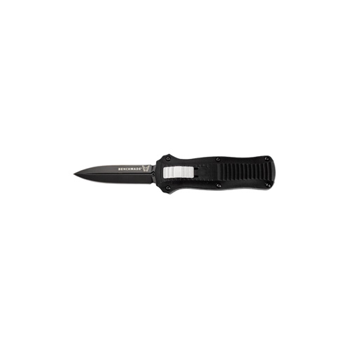Benchmade Mini Infidel Automatic Folding Knife, 3.1" Double-Edge Dagger Coated Black Plain Blade (6061-T6 Aluminum Handle) - 3350BK
