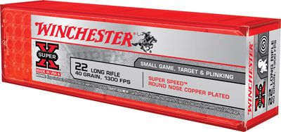 Winchester Super-X .22 Long Rifle Round Nose, 40 Grain (100 Rounds) - X22LRSS1