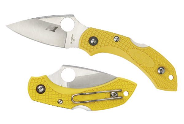 Spyderco Dragonfly II Manual Folding Knife, 2.25" Drop-point H1 Serrated Blade (Fiberglass Reinforced Nylon Yellow Handle) - C28SYL2