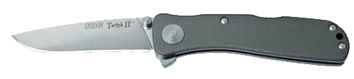 SOG Twitch II Assisted Folding Knife, 2.65' Drop-point Aus-8 Plain Blade (Aluminum Handle) - TWI8CP