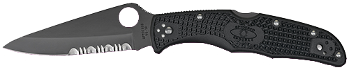 Spyderco Endura Manual Folding Knife, 3.75" Drop-point Titanium Carbonitride Plain/Serrated Blade (Fiberglass Reinforced Nylon Handle) - C10PSBBK