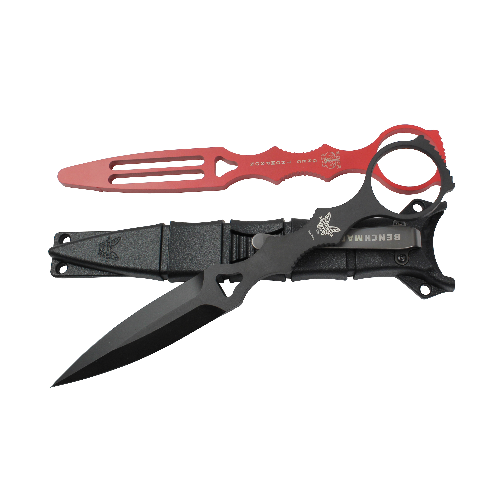 Benchmade SOCP Fixed Knife, 3.22" Skeletonized Dagger Coated Black Plain Blade - 176BK-COMBO