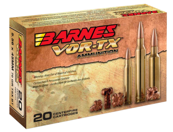 Barnes Bullets VOR-TX .223 Remington/5.56 NATO TSX Boat Tail, 70 Grain (20 Rounds) - 31191