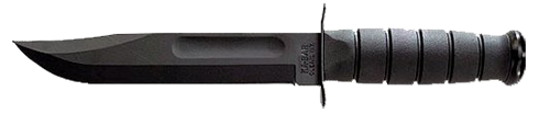 Ka-Bar Knives Fighting/Utility Fixed Knife, 7" Clip-point 1093 Cro-Van Black Plain Blade (Synthetic Rubber Black Handle) - 1211