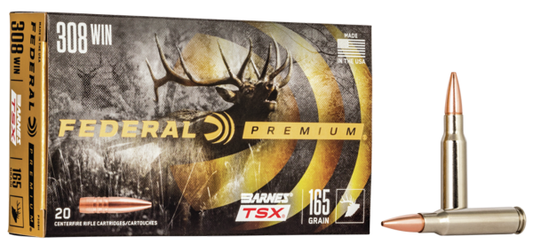 Federal Cartridge .308 Winchester/7.62 NATO Barnes Triple Shock X-Bullet, 165 Grain (20 Rounds) - P308H