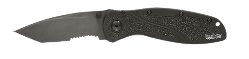 Kershaw Knives Blur Assisted Folding Knife, 3.38" Tanto 440A Stainless Partially Serrated Blade (6061-T6 Anodized Aluminum Handle) - 1670TBLKST