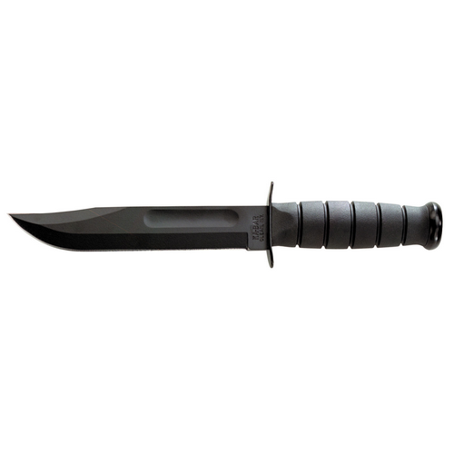 Ka-Bar Knives Fighting/Utility Fixed Knife, 7" Clip-point Plain Blade (Black Handle) - 1213