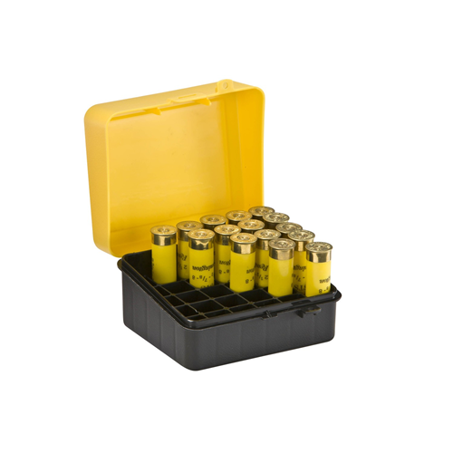 Shot Shell Box- 20 Gauge  Yellow/Blk w/Padlock Detail