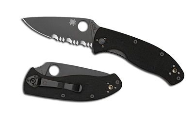 Spyderco Tenacious Manual Folding Knife, 3.38" Drop-point 8Cr13Mov/Satin Combo Blade (Black G10 Handle) - C122GPS