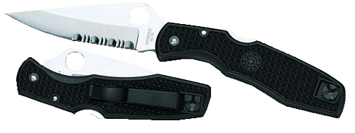 Spyderco Endura Manual Folding Knife, 3.75" Clip-point Vg-10 Partially Serrated Blade (Fiberglass Reinforced Nylon Handle) - C10PSBK