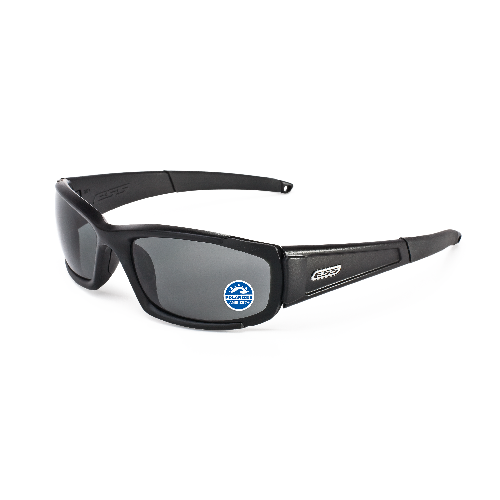 CDI (Small/Medium Fit) - Black frame with Polarized Mirrored Gray Lens, zippered hard carrying case, elastic retention strap & microfiber cleaning pouch