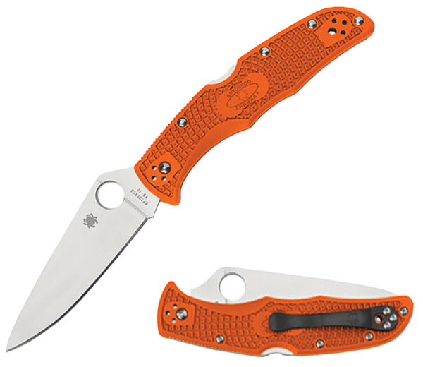 Spyderco C10FPOR Endura 4 Lwt Orange Flat Ground 3.94" FRN Handle