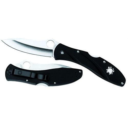 Spyderco Centofante 3 Manual Folding Knife, 3.13" Drop-point Plain Blade (Fiberglass-Reinforced Nylon Handle) - C66PBK3