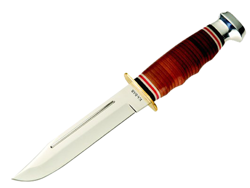 Ka-Bar Knives Marine Hunter Fixed Knife, 5.88" Clip-point Din 1.4116 Plain Blade (Leather Handle) - 1235