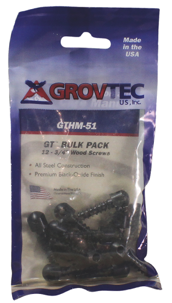Grovtec US Inc GTHM60 Wood Screw Swivel Studs 0.5" 12-Pack Black