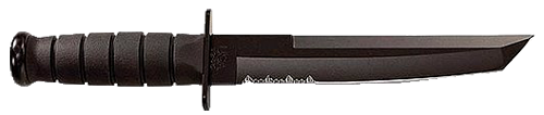 Ka-Bar Knives Fixed Knife, 8" Tanto 1093 Cro-Van Partially Serrated Blade (Synthetic Rubber Black Handle) - 1245