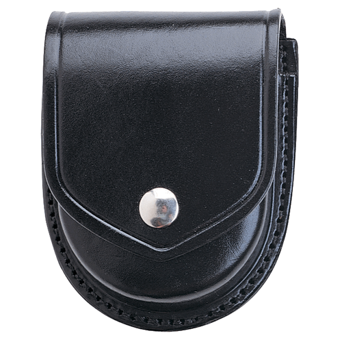 Aker Leather Compact Round Double Handcuff Case in Black Basket Weave - A500D-BW-V