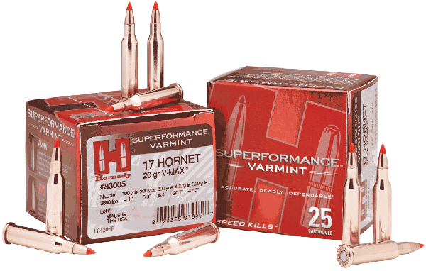 Hornady Superformance .17 Hornet V-Max, 20 Grain (25 Rounds) - 83005