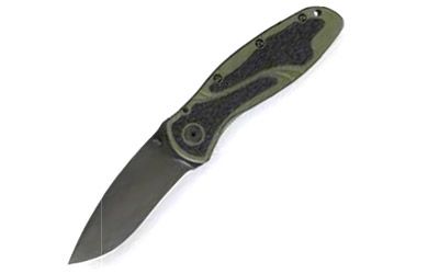 Kershaw Knives Blur Assisted Folding Knife, 3.4" Modified Drop-point Plain Blade (D Green Aluminum 6061-T6 Handle) - 1670OLBLK