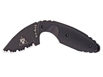 Ka-Bar Knives TDI Law Enforcement Fixed Knife, 2.3125" Drop-point Aus 8A/Black Serrated Blade (Black Zytel Handle) - 1481